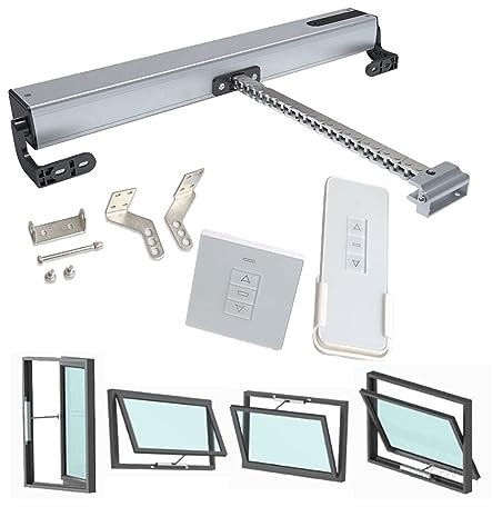 Aocet Electric Chain Window Opener 24V Automatic Window Openers and Closers with Remote Control and Switch for Skylight Window Greenhouse and Roof Vent (Color : 24V Motor+Remote+Switch, Size : 300mm)