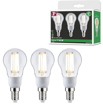 Paulmann 29134 Eco-Line Filament 230V LED Tropfen E14 3er-Pack 100mm 3x525lm 3x2,5W 3000K Klar Leuchtmittel