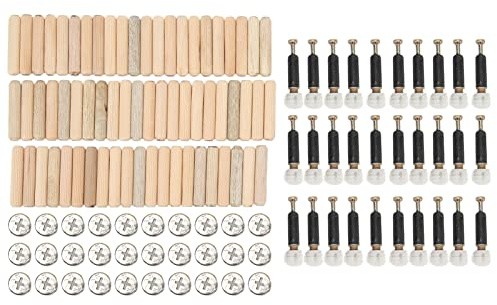 Tissting 126 Stück 3 in 1 Möbel Verbindungssatz 12mm Exzenterrad Einschraubdübel Schrankverbinder Exzenter Möbelverbinder Anschlüsse für Paneele Dicker als 16mm