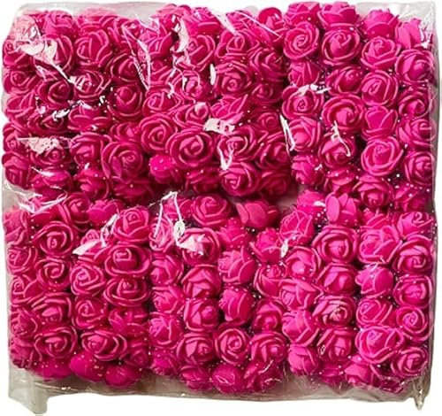 Witty Cuties Artificial Flowers Real Looking Artificial Hot-Pink Roses Foam Flowers for Crafting Fake Foam Roses Decoration DIY Wedding Bouquets Bridal Shower Flower Decoration Pack of 1 (144pcs).
