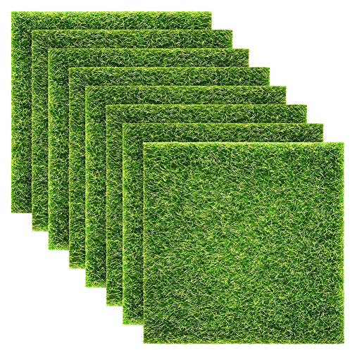 KVIVI Gazon Artificiel,Faux Gazon Exterieur Simulation Mini Jardin Micro Paysage Décor Accessoires Moss Turf Pelouse Plantes Vert Plantes DIY Artificielle Grass Board 8pcs