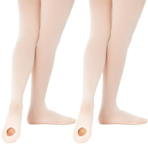 MANZI Women's Dance Tights Pink Convertible Ballet Stockings Ultra Soft Transition Leggings Semi-Opaque Pantyhose for Adults Girls(Ballet Pink,L-XL)