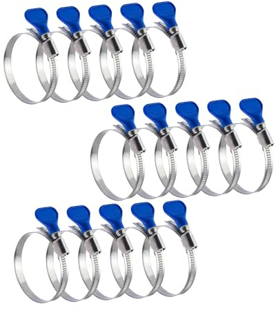 POWERTEC 70127-P3 2-1/2 Inch Key Hose Clamp, Thumb Screw Key Adjustable Stainless Steel Hose Clamps for Dust Collection, Dust Collector and Dryer Vent Hose, Pipe Clamp, RV Clamp,Worm Gear Clamp,15pack