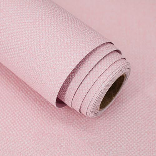 lenify Carta da parati ruvida, in finto lino, stile vintage, autoadesiva, rimovibile, 39,9 x 499,9 cm, colore: rosa
