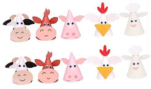 ifundom 10stücke Teiliges Tierdesign Papierhüte Für Kindergeburtstagsfeiern Süße Cartoon-partyhüte Hochwertigem Papier Für Und Feiern