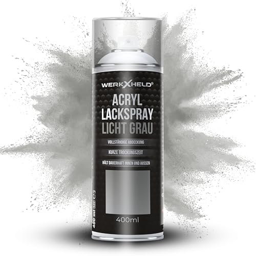 WerkXheld Sprühlack 400ml - Hochwertiges Lackspray Lichtgrau RAL 7035, Vielseitig anwendbar auf Holz, Metall & Textil, Langlebiger Acryllack Spray