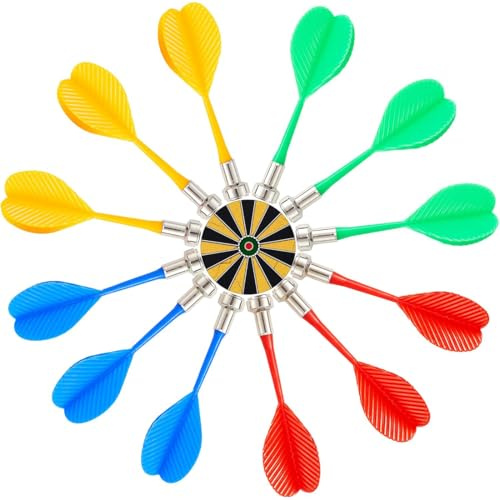 12 pièces fléchettes magnétiques de sécurité de Remplacement Indoor Game Target Accessoires fléchettes Souples 4 mélange de Couleurs (Bleu Vert Rouge Jaune)