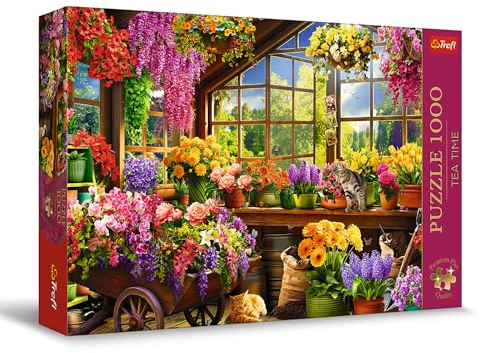 Trefl Premium Plus Quality - Puzzle Tea Time : Préparation au Printemps - 1000 pièces, Série d'Images Nostalgiques Peintes, Pièces Parfaitement Assorties, pour Adultes et Enfants à partir de 12 Ans