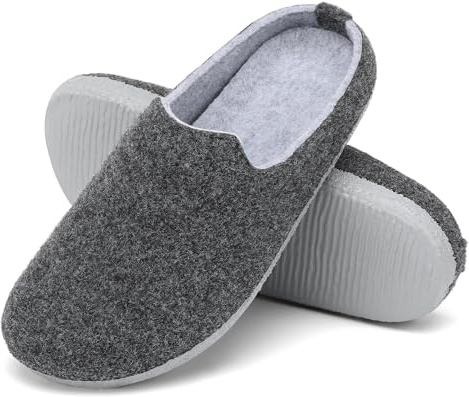 Mishansha Zapatillas Casa Hombre Pantuflas Fieltro Mujer Indoor Invierno Zapatillas Fieltro Cálidas Zapatos Casas Negro,Gr.43