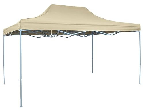 Gecheer Tenda da Festa Pieghevole Pop-Up,Gazebo da Esterno,Gazebo Pieghevole,Tendone,Parasole,Gazebo Pergola,Padiglione da Giardino,Tenda per Feste,Gazebo per Barbecue,3x4,5 m Bianco Crema