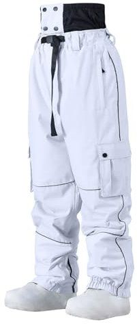 Mrat Unisex-Skihose, Snowboardhose, winddicht, verdickt, Winter-Outdoor-Skihose, winddicht, warm, Schnee-Lätzchen, isolierte Overall-Skihose, Sportbekleidung, gepolsterte Hose mit Taschen,