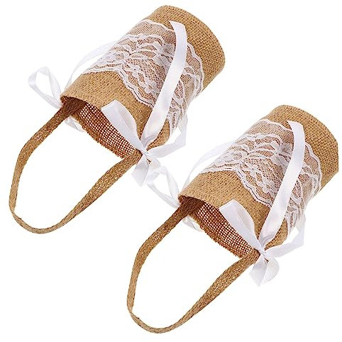 MOBUTOFU 2 Stücke Hochzeit Party Dekoration Taschen Leinen Lagerung Tasche für Kreative Blumentopf Korb Leinen Tasche Graduierung Taschen