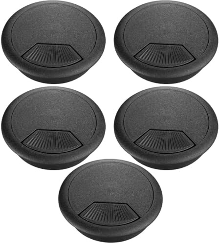SGERUFZ 5 Piezas Pasacables, 60 mm Redondos, Tapa Oficina, encastrable en Mesa de Oficina, Embellecedor, Agujero, Pasa Cables para Escritorio (60 mm) (Blanco)