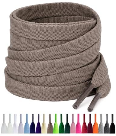 Puzeam 2 Pares de Cordones Planos para Zapatillas Deporte, 8 mm de Ancho Cordón para Sneakers, Zapatos Deportivos, Botas (100 cm, Caqui)