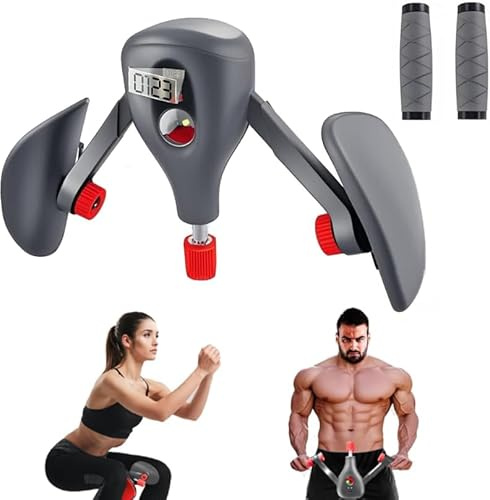 3 In 1 Oberschenkeltrainer, Beckenboden Trainingsgerät, Adduktoren Trainingsgerät Fitness Geräte Zuhause Beine, Beinpresse, Beckenbodentrainer für Männer & Frau Beintraining Armtraining (Grau)