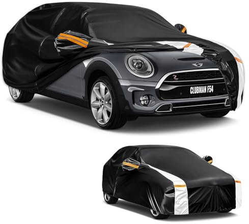 Car Cover Custom Fit for Mini Clubman F54(2010-2023), Car Covers for Outside Storage Waterproof Breathable, Full Cover Outdoor All Weather Protection Rain Sun Dust with Zip and Cotton(Black)