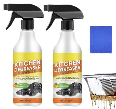 Kitchen Degreasing Foam Cleaner,Household Kitchenware Stain Cleaner,Kitchen Cleaner Spray Degreaser,Bubble Cleaner Foam Spray,for Range Hood, Oven, Pots (2 Pcs)