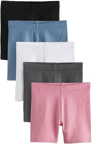 NEXT Mädchen Fahrrad-Shorts, 5er-Pack Black/Pink/Blue/White/Grey 140
