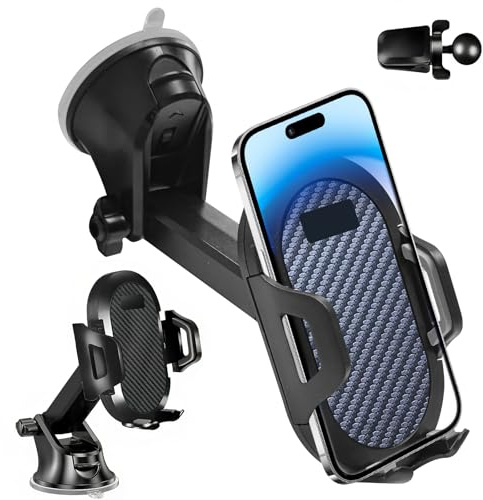 LAIVIYA Soporte Movil Coche, Soporte Movil Coche Ventosa, Liberación De Un Botón Y 360° Rotación, Sujeción Movil CocheUltra Potente Ventosa, Adaptador Movil CocheCon iPhone Y Telefono De 4-7.2