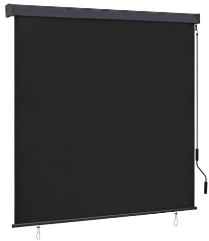 vidaXL Estor Enrollable Rayado Antracita 180 x 250 cm Tela y Aluminio, Persiana Enrollable Moderna, Sombra Ajustable para Exteriores, Pantalla Rectangular para la privacidad del balcón