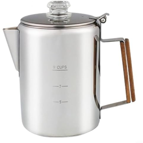 EXTRWORY Edelstahl-Perkolator-Kaffeekanne für Camping, 9 Tassen, Herd, Outdoor, kompatibel mit Lagerfeuer und Induktionskochfeld