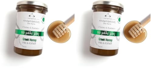 Alabasinis Griechischer Kiefern- & Heidekrauthonig – Roh, Ungefiltert & 100 % Naturrein – Traditioneller Waldhonig aus Griechenland – 400gr (Packung mit 2)
