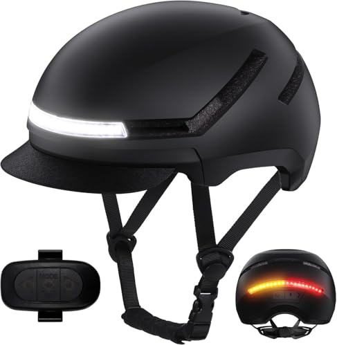 KINGLEAD Fahrradhelm mit LED Blinker & Fernbedienung, NTA 8776 & CE Zertifiziert, Front- und Rücklicht USB-C aufladbar, Abnehmbares Visier, City E-Bike Helm für Herren Damen