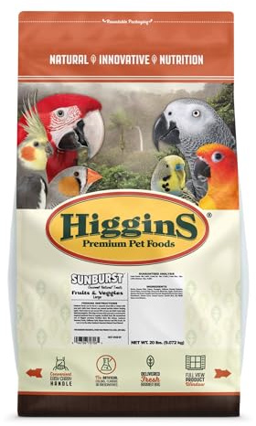 Higgins Pet Food Sunburst Fruit & Veggie Large Hookbill, 20 Lb