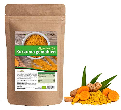 Mynatura Bio Kurkumawurzel gemahlen 1000g I Kurkuma I Pulver I Tee I Kochen I Bio-Lebensmittel I Ökologischer Anbau I Vegan und Vegetarisch | Gewürz | Superfood | (DE-ÖKO-044) (1000g)