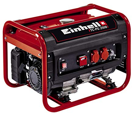 Einhell Generatore di corrente a scoppio (benzina) TC-PG 2500 | Potenza continua 2100 W | max. 2400 W | 2 prese da 230 V | Serbatoio da 15 L | Motore a benzina a 4 tempi