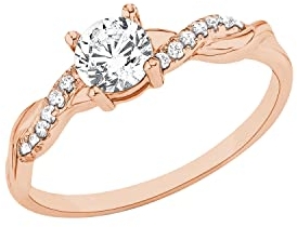 s.Oliver Zirkoniaring für Damen, 925 Sterling Silber, Rosé vergoldet, Größe: 52/16,5