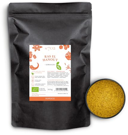 Rimoco N°702 Bio Ras el Hanout - Traditionell nordafrikanische Gewürzmischung | würzig, blumig & warm | Bio Anbau (DE-ÖKO-007) | 500g in Kraftpapier Zip Frische-Beutel
