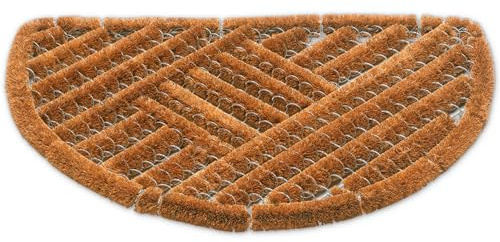 matches21 HOME & HOBBY Draht-Bürsten Kokosmatte Natur halbrund 40x60 cm als wetterfeste Fußmatte Outdoor Schmutzfangmatte