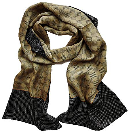 XUYUZUAU Herren 100 Seidenschal Doppellagig Mode Halstuch Formal Casual, L-eckig, braun, Einheitsgröße