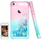 Pilaru for iPhone SE 2016 & 5 / 5S Case Clear Liquid Heart Lovely Glitter Soft TPU Cover Transparent Girly Protective Phone Case for iPhone SE (1rd Gen) 4.0-inch,Pink/Teal