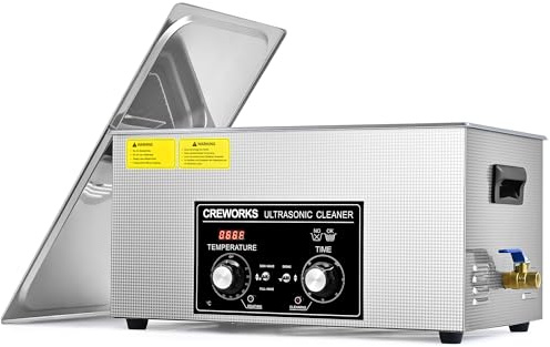 CREWORKS 22L Limpiador de Ultrasonidos con Temporizador y Calentador 480W Limpiador Ultrasónico de Acero Inoxidabale Máquina de Ultrasonidos para Limpieza de Gafas/Joyas/Anillos