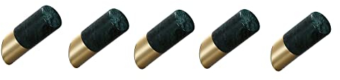 GLYYRLR Handtuchhaken Gebürstetes Gold und Grün Kleiderhaken Wandhaken Hakenleiste Messing und Marmor Mantelhaken, Garderobenhaken für Küche, Büro, Bad, Doppelte Installation,5 Pack