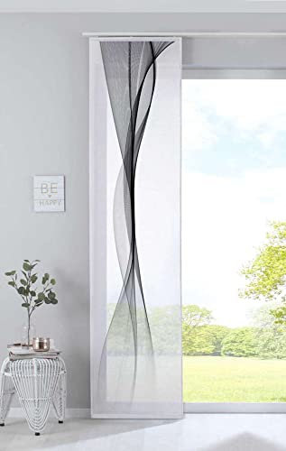 Gardinenbox Schiebegardine Flächenvorhang »Izmir« HxB 245x60 cm Welle Schwarz Voile Halbtransparent Paneelwagen Beschwerungsstange, 2022400