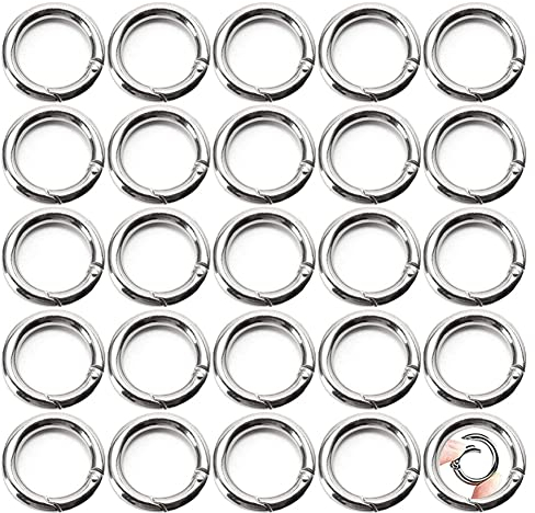 30 Stück Runde Karabiner Ring 33mm Karabinerhaken aus Zinklegierung Runde Karabiner Snap Ring Sprung Ringe für Kunsthandwerk und Zubehör (Silber)