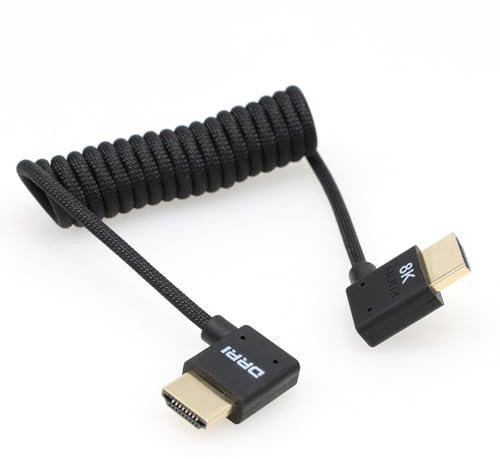 DRRI Cable trenzado HDMI 2.1 de 8K/60Hz 4K/120Hz para Sony FX3 FX30 A7R-V FS700U, Z Cam, Panasonic Lumix S5I S5iiX Camera BMPCC4K Atomos Ninja V / BM5 monitores en ángulo izquierdo y derecho en