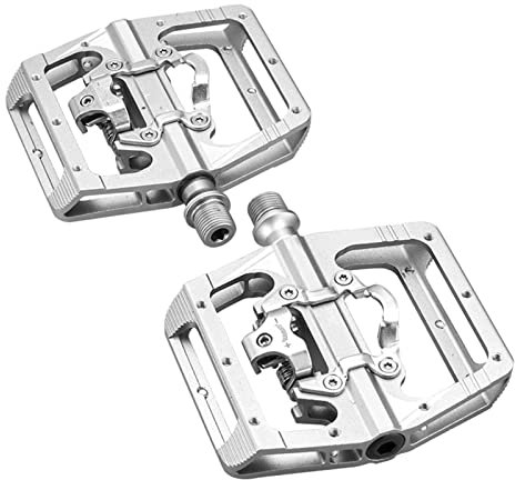 MACIMO Mtb Pedals For Bicycle Clip Automatic Pedals Platform Mountain Bike Mixed Footrest Double Function Power Meter Pedalen (Color : Silver)