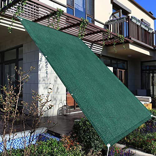 Rete Ombreggiante 1.4 x 5 m Anti-UV Protezione Solare Tenda a Vela Quadrata Vela Ombreggiante con Occhielli Corde Fascetta per balconi recinzioni, Verde