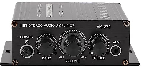 Stereo-Verstärker 12 V, Auto-Stereo-Audio-Verstärker, Auto-Audio-Subwoofer-Verstärker, Tragbarer Mini-Verstärker mit Klarer Klangqualität für Auto, Motorrad, Zuhause (AK270)