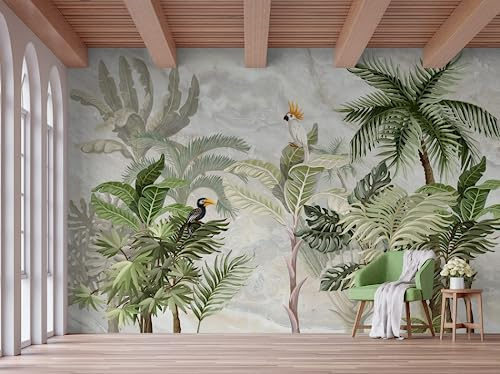 Naturempress Papier Peint Panoramique 400X255（LXH） Jungle Tropicale De Bananiers Papier Peint Intissé 3D Tapisserie Poster Decoration Murale Chambre Salon