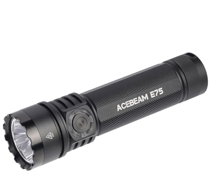 ACEBEAM E75 4500 lumens élevés lampe torche avec base magnétique, lampe torche LED ultra puissante rechargeable, lampe de poche EDC tactique résistante à l'eau IPX8, 26 jours super longue durée
