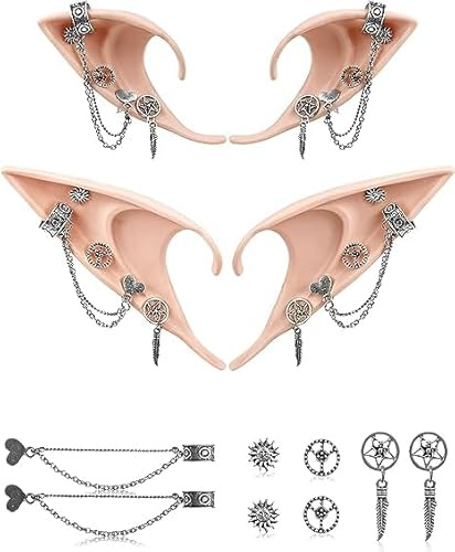 Cosplay Elf Ohren, 2 Paar Halloween Elf Ears, Latex Elfenohren, Christmas Fairy Ears, Elfen Ohren Set, Ohr Elfenohren, Elfenohr, Feenohren, Elfenohrens Cosplay Maskerade Zubehör