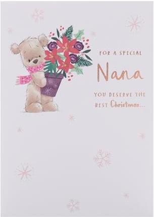 UK Greetings Weihnachtskarte für Oma, Teddybär-Design