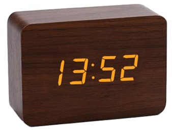 JINGAN Réveil numérique en bois - Table de chevet | Réveil avec grand écran en mode jour de semaine/fin semaine, mode jour de semaine/fin semaine, 3 réglages d'alarme, contrôle