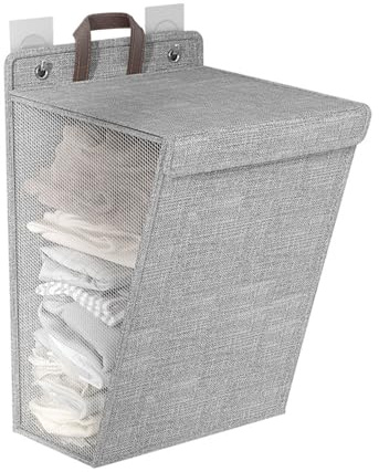 Hängender Wäschekorb, über der Tür Hängender Wäschekorb für Schmutzige Kleidung, Organizer, Faltbarer Wäschekorb Zum Aufhängen an der Wand für Badezimmer, Kleiderschrank, Schlafsaal(Gray L)