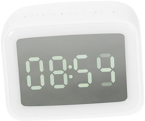 LIFKOME Lautsprecher-spiegeluhr Wohnkultur Wecker Digital Schlafzimmer Uhr Funkwecker Lautsprecher Wecker Nachtlichtwecker Wecker Am Bett Tischwecker Weiß Plastik Audio Kabellos